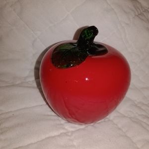 Vintage Glass Red Apple Fruit Art Decor